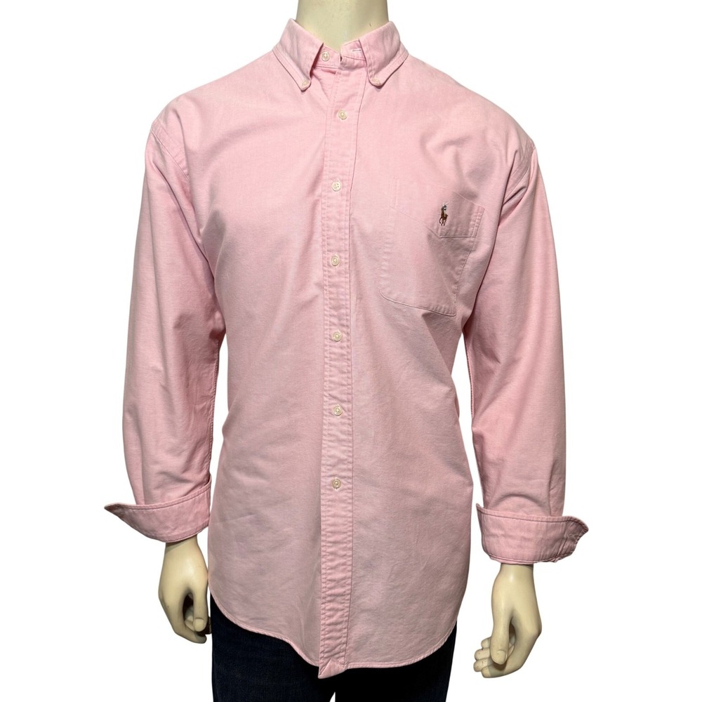 Ralph Lauren Blake Mens Large Pink Oxford Button Down Shirt Long Sleeve Cotton